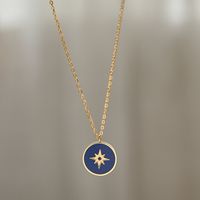 304 Stainless Steel 18K Gold Plated Simple Style Enamel Plating Star Pendant Necklace main image 8
