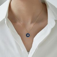304 Stainless Steel 18K Gold Plated Simple Style Enamel Plating Star Pendant Necklace main image 1