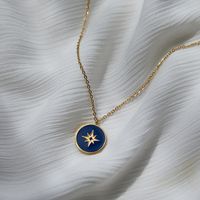304 Stainless Steel 18K Gold Plated Simple Style Enamel Plating Star Pendant Necklace main image 5