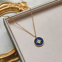 304 Stainless Steel 18K Gold Plated Simple Style Enamel Plating Star Pendant Necklace main image 4