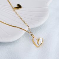 304 Stainless Steel 18K Gold Plated Sweet Commute Plating Heart Shape Shell Pendant Necklace main image 8