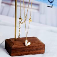 304 Stainless Steel 18K Gold Plated Sweet Commute Plating Heart Shape Shell Pendant Necklace main image 1