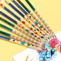 1 Set Color Block Class Learning Daily Wood Cute Pencil main image 3
