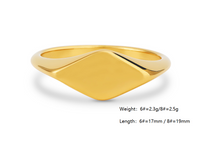 304 Stainless Steel 18K Gold Plated Retro Plating Rhombus Rings main image 2
