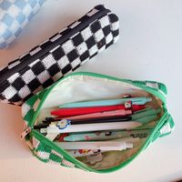 Color Block Cloth Class Learning School Vintage Style Preppy Style Pencil Case main image 5