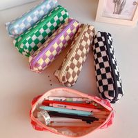 Color Block Cloth Class Learning School Vintage Style Preppy Style Pencil Case main image 4