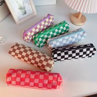 Color Block Cloth Class Learning School Vintage Style Preppy Style Pencil Case main image 1