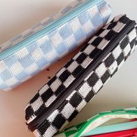 Color Block Cloth Class Learning School Vintage Style Preppy Style Pencil Case main image 3