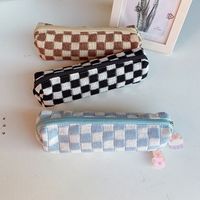 Color Block Cloth Class Learning School Vintage Style Preppy Style Pencil Case main image 2
