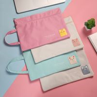 Solid Color Pp Cotton Class Learning School Cartoon Style Pastoral Solid Color Stationery Storage Bag main image 3