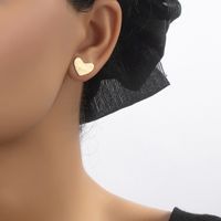 1 Paire Style Simple Forme De Cœur Placage Alliage Plaqué Or Boucles D'oreilles main image 5