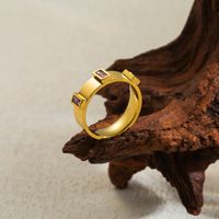 Simple Style Geometric Solid Color Stainless Steel Plating Inlay Zircon 18k Gold Plated Rings main image 3