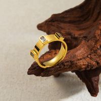 Simple Style Geometric Solid Color Stainless Steel Plating Inlay Zircon 18k Gold Plated Rings sku image 6