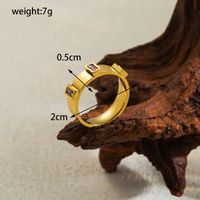 Simple Style Geometric Solid Color Stainless Steel Plating Inlay Zircon 18k Gold Plated Rings sku image 1