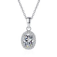 Glam Shiny Oval Sterling Silver Plating Inlay Zircon White Gold Plated Pendant Necklace main image 6