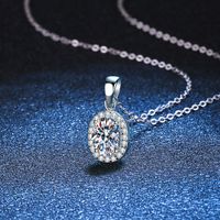 Glam Shiny Oval Sterling Silver Plating Inlay Zircon White Gold Plated Pendant Necklace main image 3
