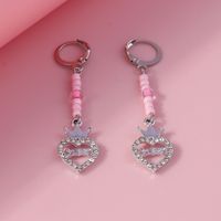 1 Pair Simple Style Heart Shape Inlay Alloy Rhinestones Drop Earrings main image 8