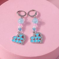 1 Pair Simple Style Heart Shape Inlay Alloy Rhinestones Drop Earrings main image 10