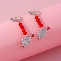 1 Pair Simple Style Heart Shape Inlay Alloy Rhinestones Drop Earrings main image 7