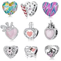 Simple Style Commute Heart Shape Sterling Silver Enamel Charms Jewelry Accessories main image 1