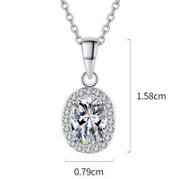 Glam Shiny Oval Sterling Silver Plating Inlay Zircon White Gold Plated Pendant Necklace main image 2