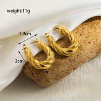 1 Pair Casual Retro Water Droplets Twist Plating Stainless Steel 18k Gold Plated Ear Studs sku image 1