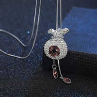 Shiny Lucky Bag Alloy Copper Inlay Glass Women's Sweater Chain Long Necklace sku image 2