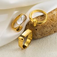 Simple Style Solid Color Stainless Steel Plating 18k Gold Plated Adjustable Ring Open Rings main image 1