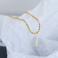 Commute Solid Color Freshwater Pearl Titanium Steel Plating 18k Gold Plated Women's Necklace main image 4