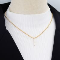 Commute Solid Color Freshwater Pearl Titanium Steel Plating 18k Gold Plated Women's Necklace main image 7