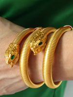 Élégant Style Simple Serpent Acier Au Titane Placage Incruster Strass Plaqué Or 18k Bracelet main image 1