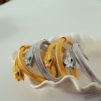Elegant Simple Style Snake Titanium Steel Plating Inlay Rhinestones 18k Gold Plated Bangle main image 7