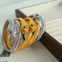 Elegant Simple Style Snake Titanium Steel Plating Inlay Rhinestones 18k Gold Plated Bangle main image 8