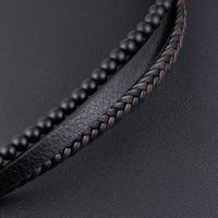 Retro Punk Geometric Pu Leather Natural Stone Beaded Knitting Men's Bracelets main image 4