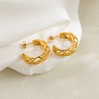 1 Pair Casual Classic Style Sunflower Waves Flower Plating Hollow Out Stainless Steel 14k Gold Plated Ear Studs main image 5