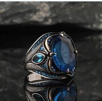 Retro Punk Geometric Alloy Plating Inlay Artificial Gemstones Men's Rings sku image 7