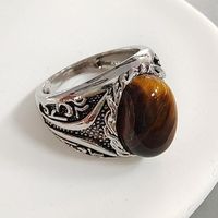 Retro Geometric Alloy Plating Inlay Artificial Gemstones Unisex Rings main image 4