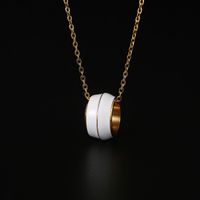 304 Stainless Steel 18K Gold Plated Simple Style Epoxy Plating Circle Necklace main image 3