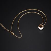 304 Stainless Steel 18K Gold Plated Simple Style Epoxy Plating Circle Necklace main image 4
