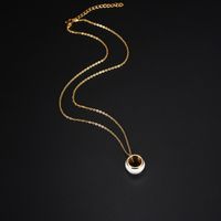 304 Stainless Steel 18K Gold Plated Simple Style Epoxy Plating Circle Necklace main image 6