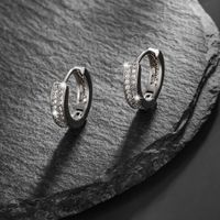 1 Pair Simple Style Geometric Solid Color Plating Alloy Artificial Gemstones Platinum Plated Hoop Earrings main image 3