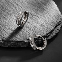 1 Pair Simple Style Geometric Solid Color Plating Alloy Artificial Gemstones Platinum Plated Hoop Earrings main image 4