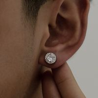 1 Pair Hip-hop Round Plating Inlay Copper Zircon Ear Studs main image 5