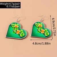 1 Pair Romantic Shamrock Heart Shape Alloy Wood Drop Earrings main image 11