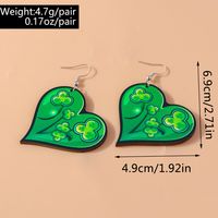 1 Pair Romantic Shamrock Heart Shape Alloy Wood Drop Earrings main image 10
