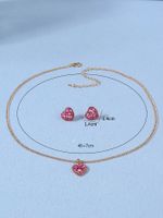 Elegant Sweet Heart Shape 14K Gold Plated Glass Alloy Wholesale Earrings Necklace main image 2