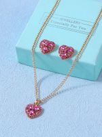 Elegant Sweet Heart Shape 14K Gold Plated Glass Alloy Wholesale Earrings Necklace main image 4