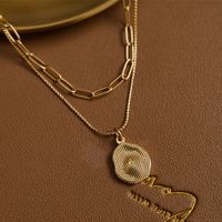Simple Style Geometric Titanium Steel Indentation Plating 18k Gold Plated Double Layer Necklaces main image 5