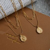 Simple Style Geometric Titanium Steel Indentation Plating 18k Gold Plated Double Layer Necklaces main image 6