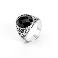 Retro Geometric Alloy Plating Inlay Resin Men's Rings sku image 5